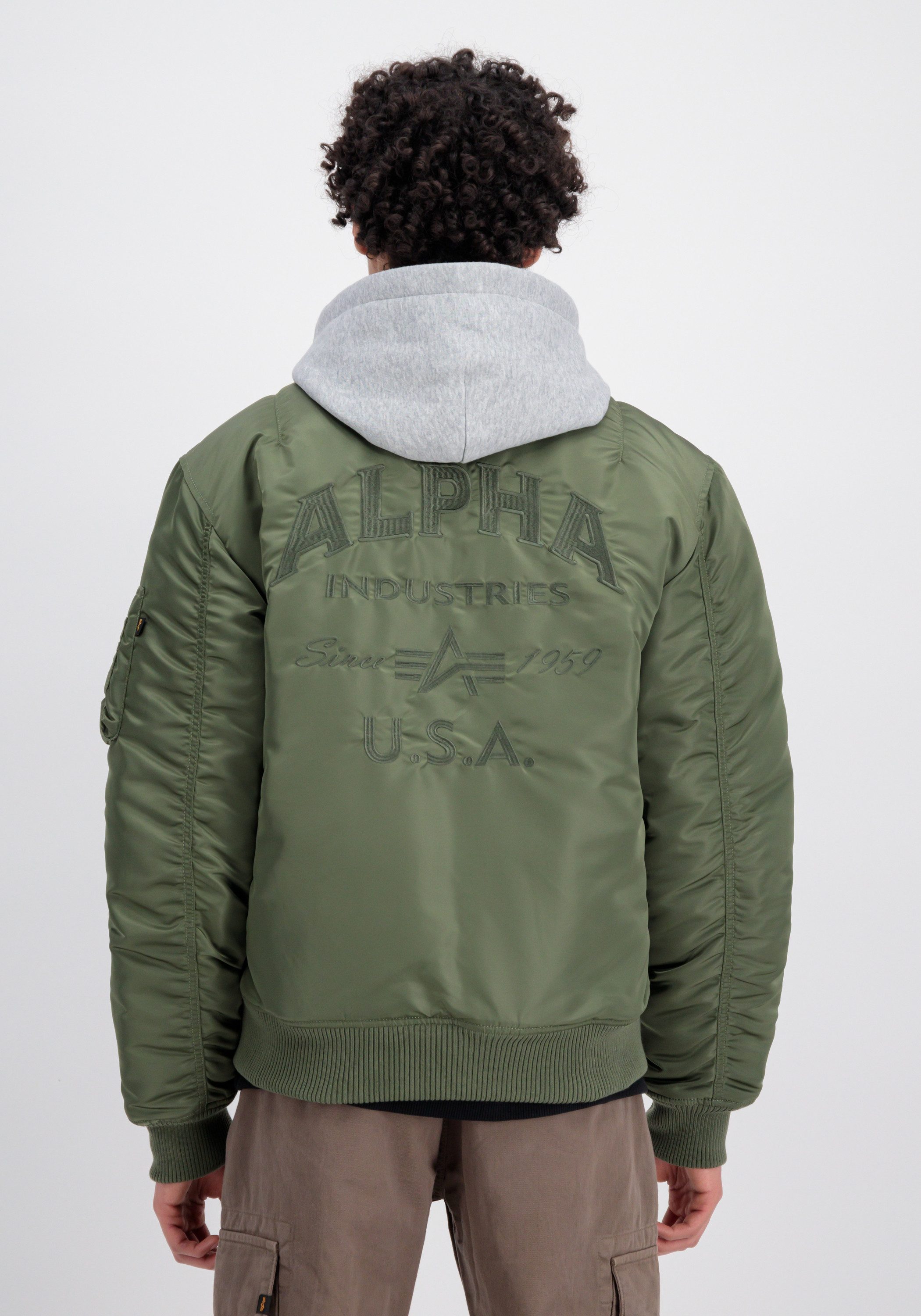 Alpha Industries Bomberjacke MA-1 Zip Hood Back EMB
