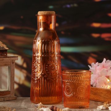 MARELIDA Gläser-Set Trinkgläser orange 4St 280ml Wasergläser Saftgläser Vintage Retro Boho, Glas