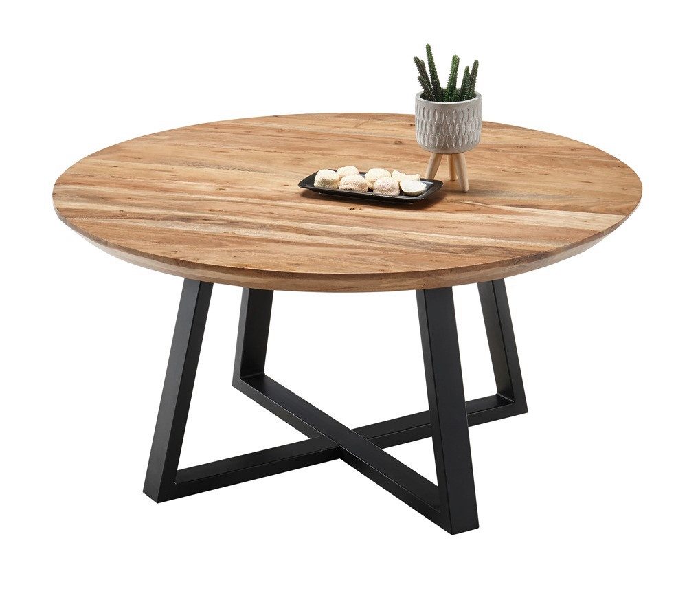 MCA furniture Couchtisch Couchtisch Safaga, rund, Akazie massiv, schwarz (no-Set), Wohnzimmertisch 90 cm