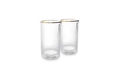 Asphald Glas 2er Set Doppelwandige Latte Macchiato 375ml Gläser Set Borosilikatglas, Hitzebeständiges Borosilikatglas