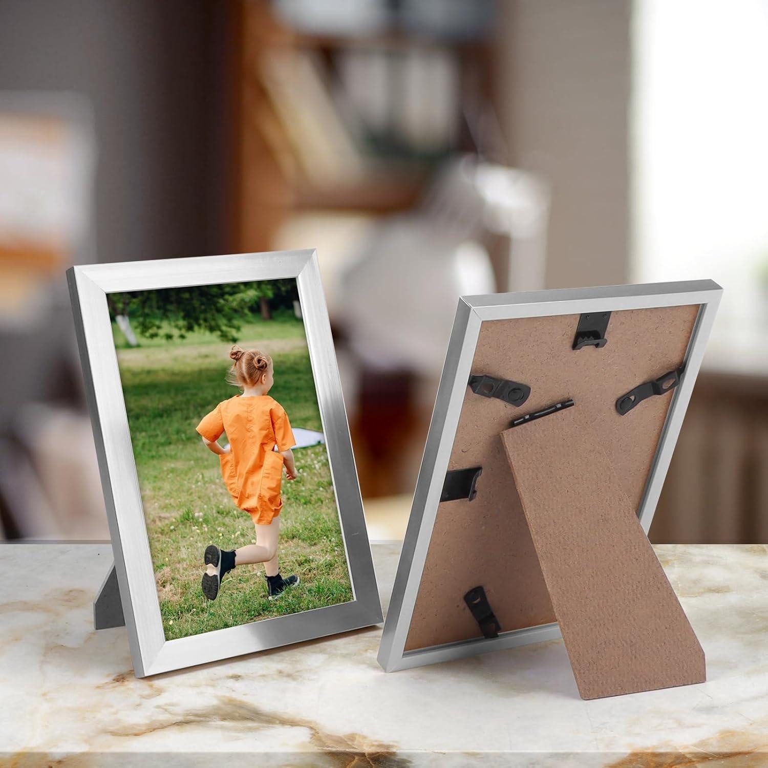 LuxusKollektion Bilderrahmen-Set Bilderrahmen 9x13 cm 18er-Set Wand Tisch Fotowand Silber Collagen