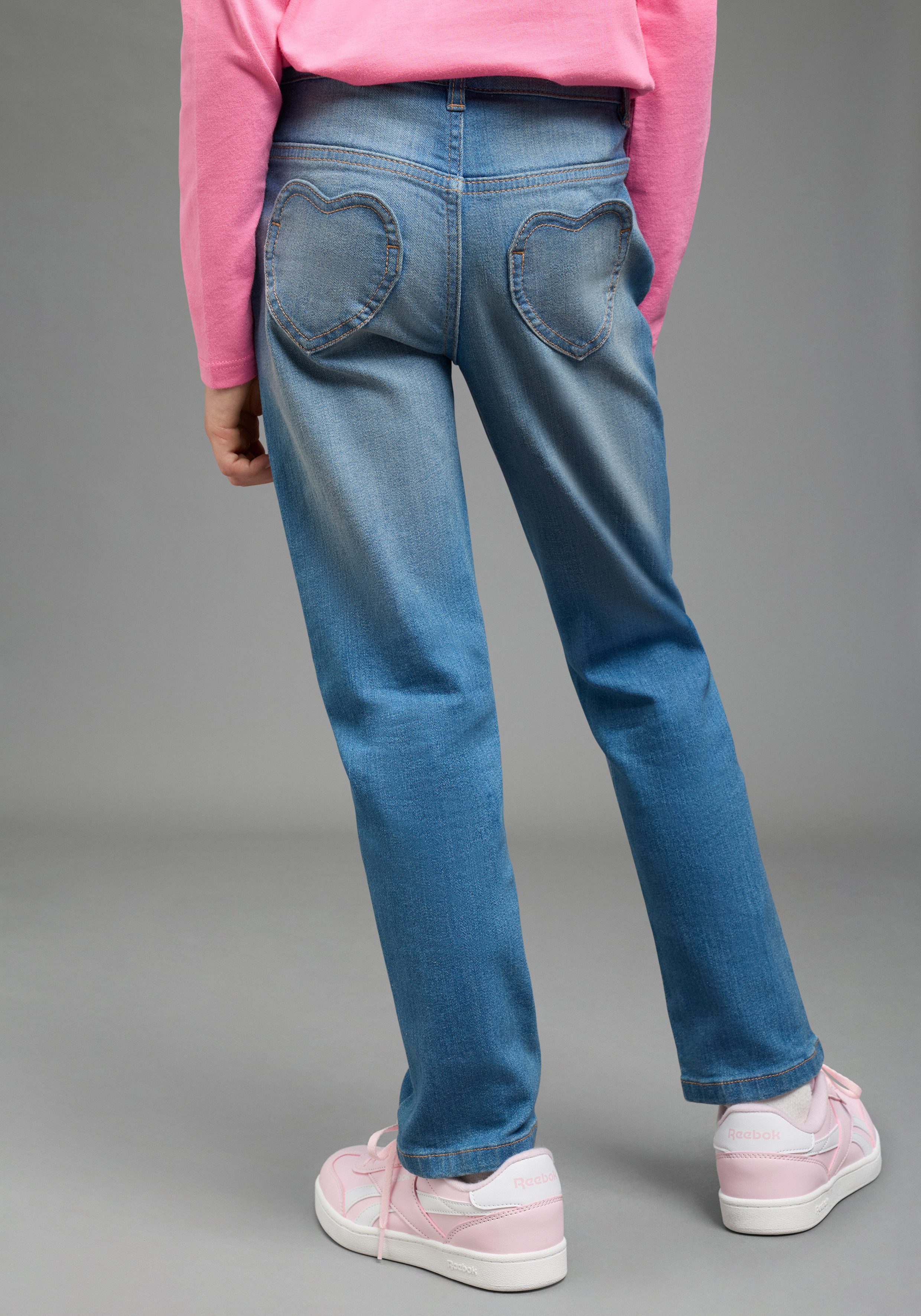 Scout Schlupfjeans Stretchjeans mit Herztaschen - NEU von SCOUT gerader Beinverlauf, normale Leibhöhe, mit Gummizug