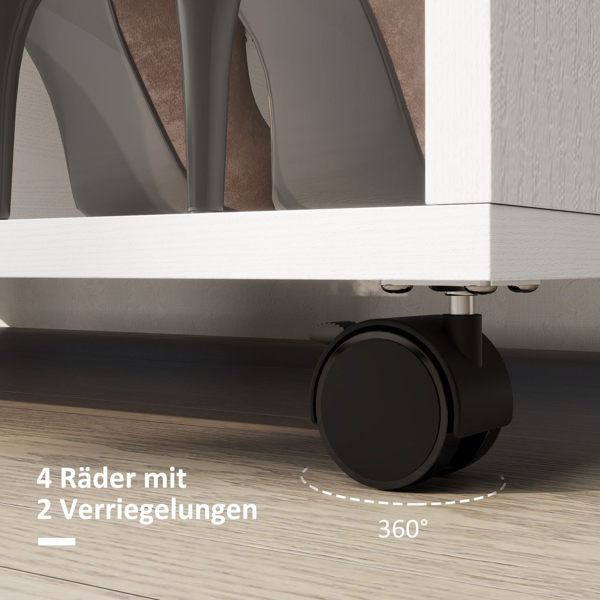 HOMCOM Garderobenschrank Kleiderschrank,auf Rollen,mobile Garderobe,Kleiderstange,3 Regale (Garderobenschrank, 1-St., Rollbarer Kleiderständer) für Flur, Schlaf – Bild 5 von 5