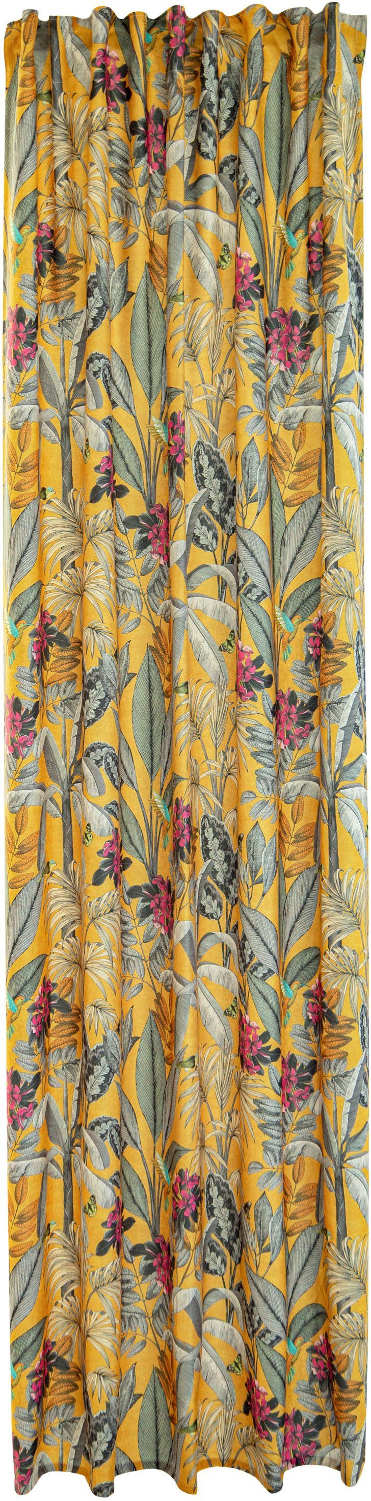 HOMING Vorhang Kelani (1 St), verdeckte Schlaufen, blickdicht, Jacquard, blickdicht, floral, Blumen, Wohnzimmer, Schlafzimmer