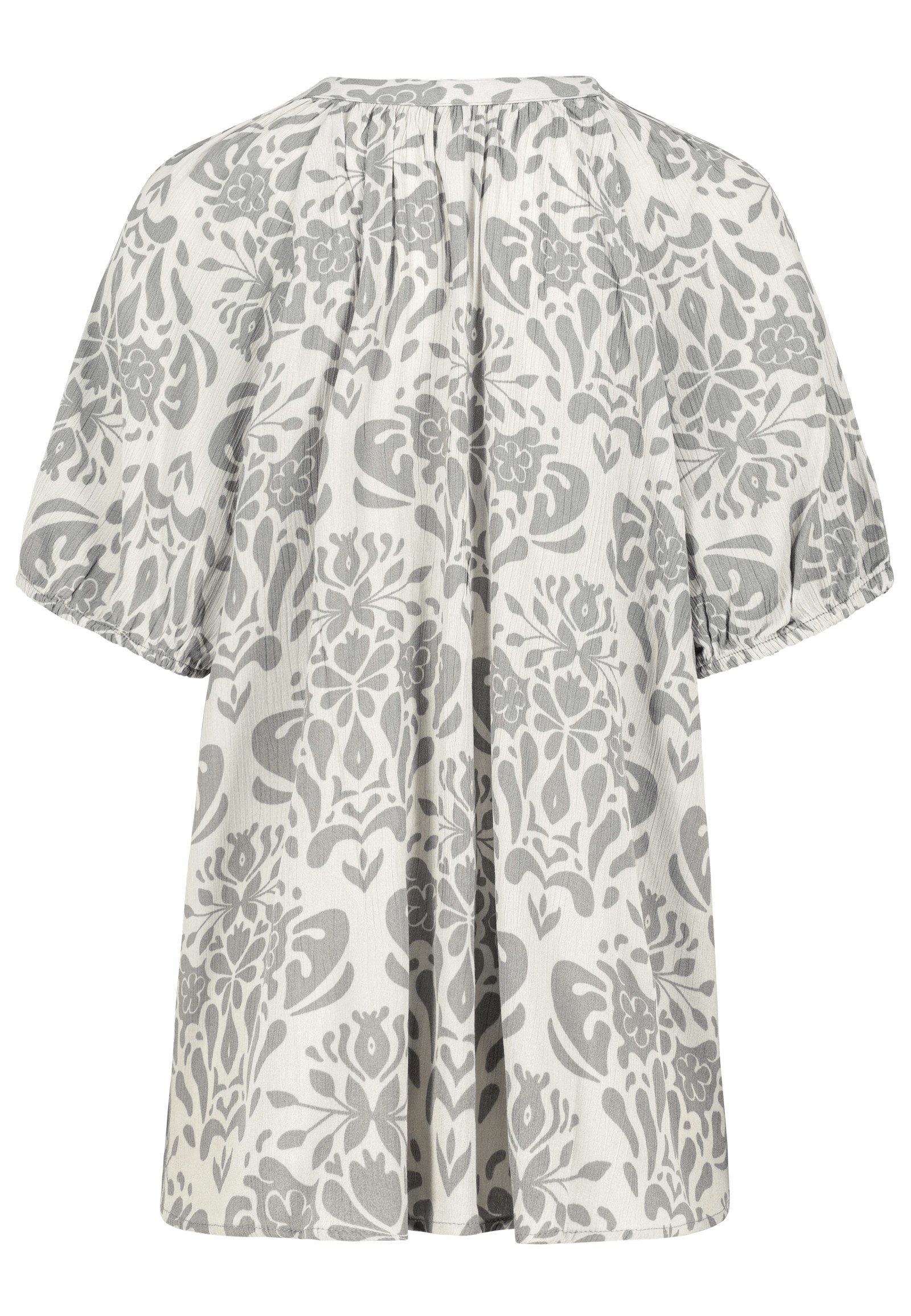Eight2Nine Blusenshirt Sommerliche Viskose Bluse mit Tunnelzug und Raglanärmeln Allover Print Bluse Dress