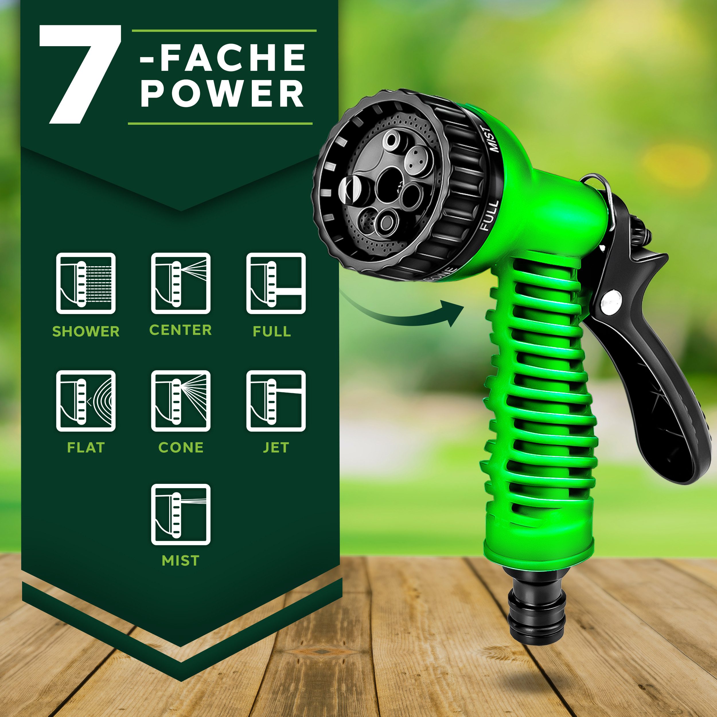 TRESKO Garden Hose, Flexible Water Hose, No Knotting, Expandable Flex Hose with Multifunctional Spray Nozzle (7 Functions)