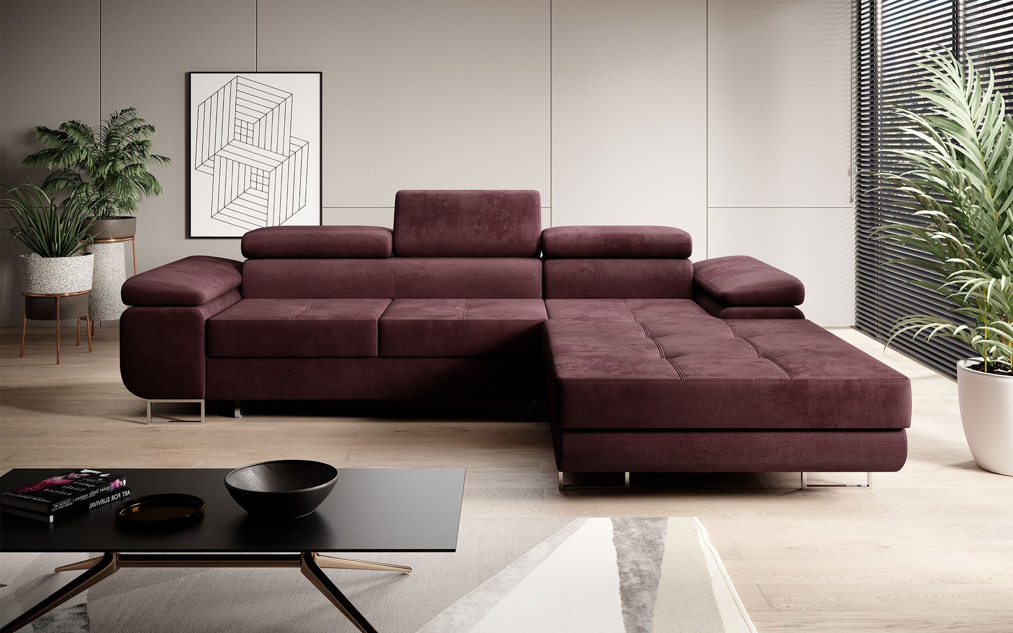 Baidani Sofa Calvera mit Schlaf- und Klappfunktion, modernes Design