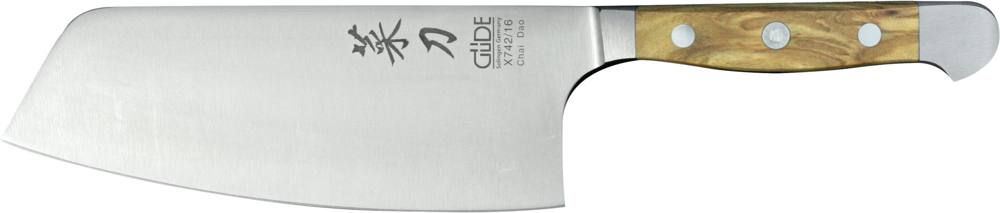 Güde Messer Solingen Kochmesser Güde Alpha Chai Dao 16cm, Olivenholz