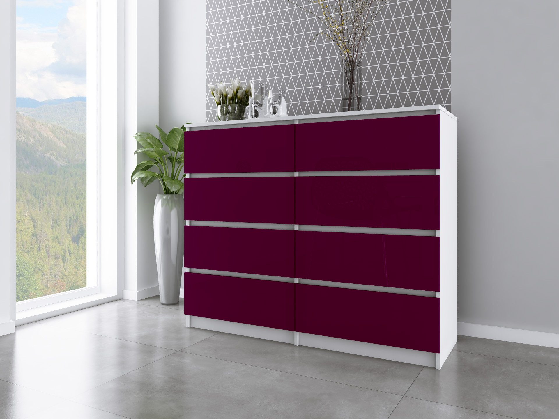 Faizee Möbel Schubkastenkommode ZOE Kommode mit 8 Schubladen - Modernes Design für Ihre Wohnräume