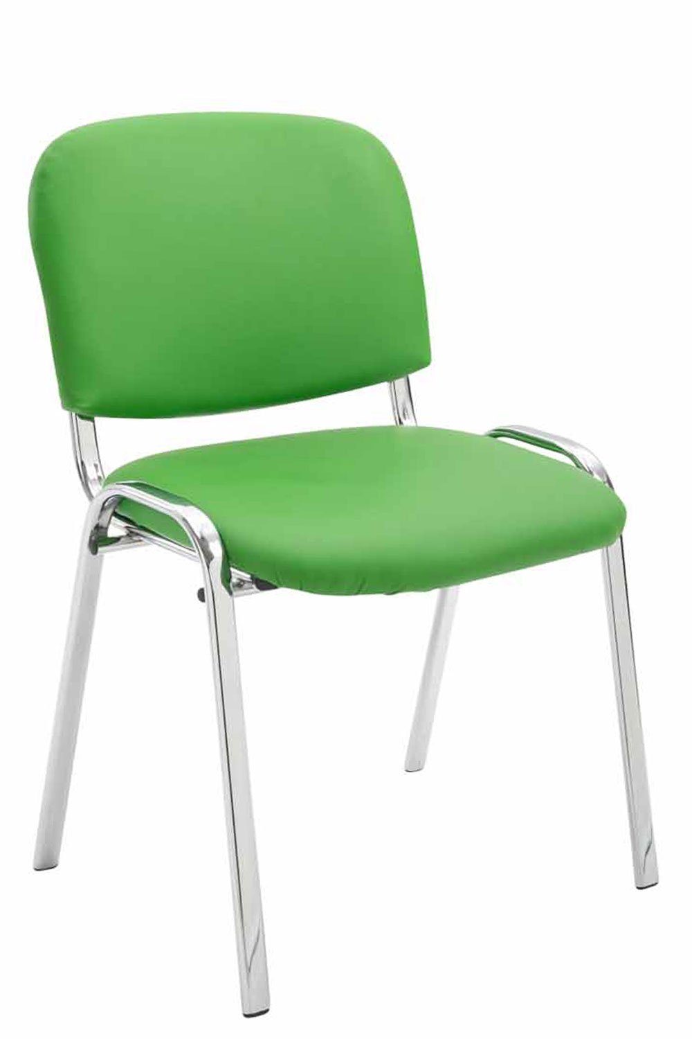 TPFLiving Besucherstuhl Keen mit hochwertiger Polsterung - Konferenzstuhl (Besprechungsstuhl - Warteraumstuhl - Messestuhl), Gestell: Metall chrom - Sitzfläche: Kunstleder grün