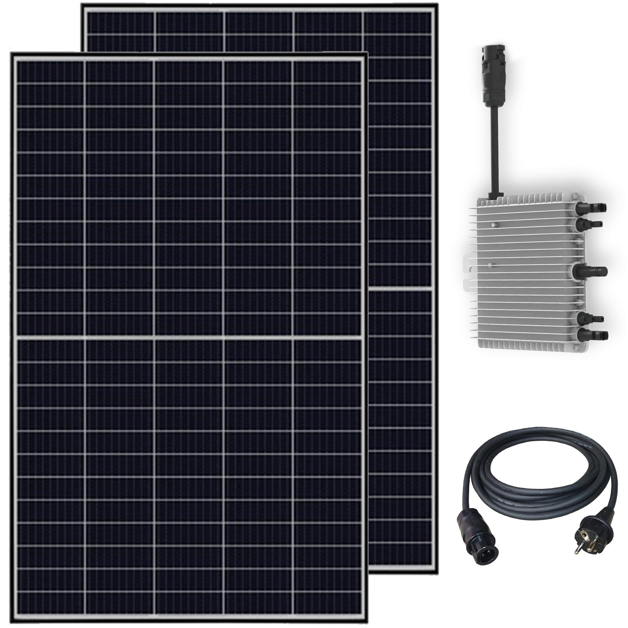 VESKA Solaranlage Balkonkraftwerk 920 / 600 Watt Photovoltaik Mini-PV Anlage, 600,00 W, Monokristallin, (Steckerfertig genehmigungsfrei, Upgradebar auf 800 W Schwarz WIFI), PERC Technologie, Antireflexbeschichtung