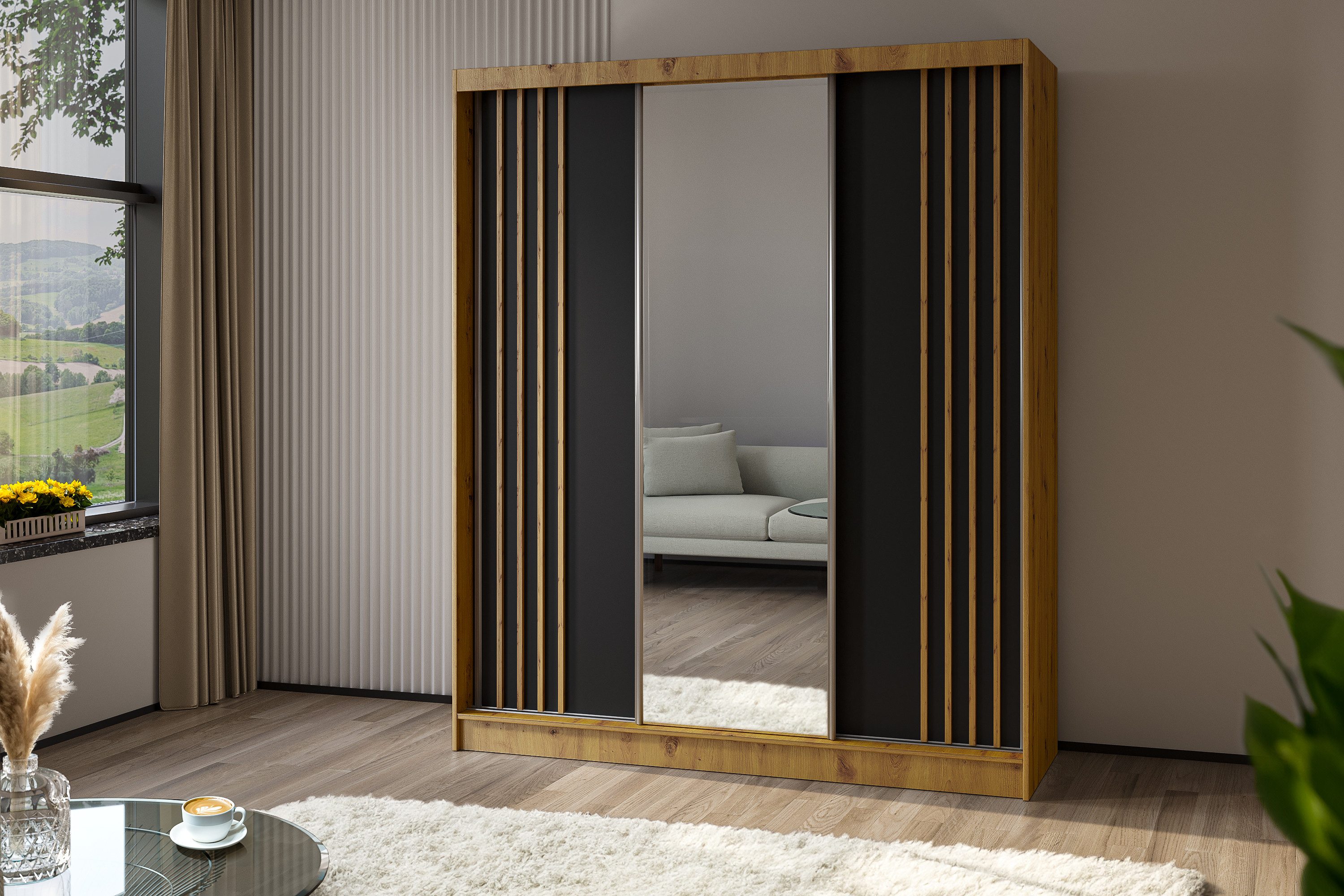 ALTDECOR Schiebetürenschrank NALLA (Kleiderschrank Garderobenschrank mit günstig online kaufen