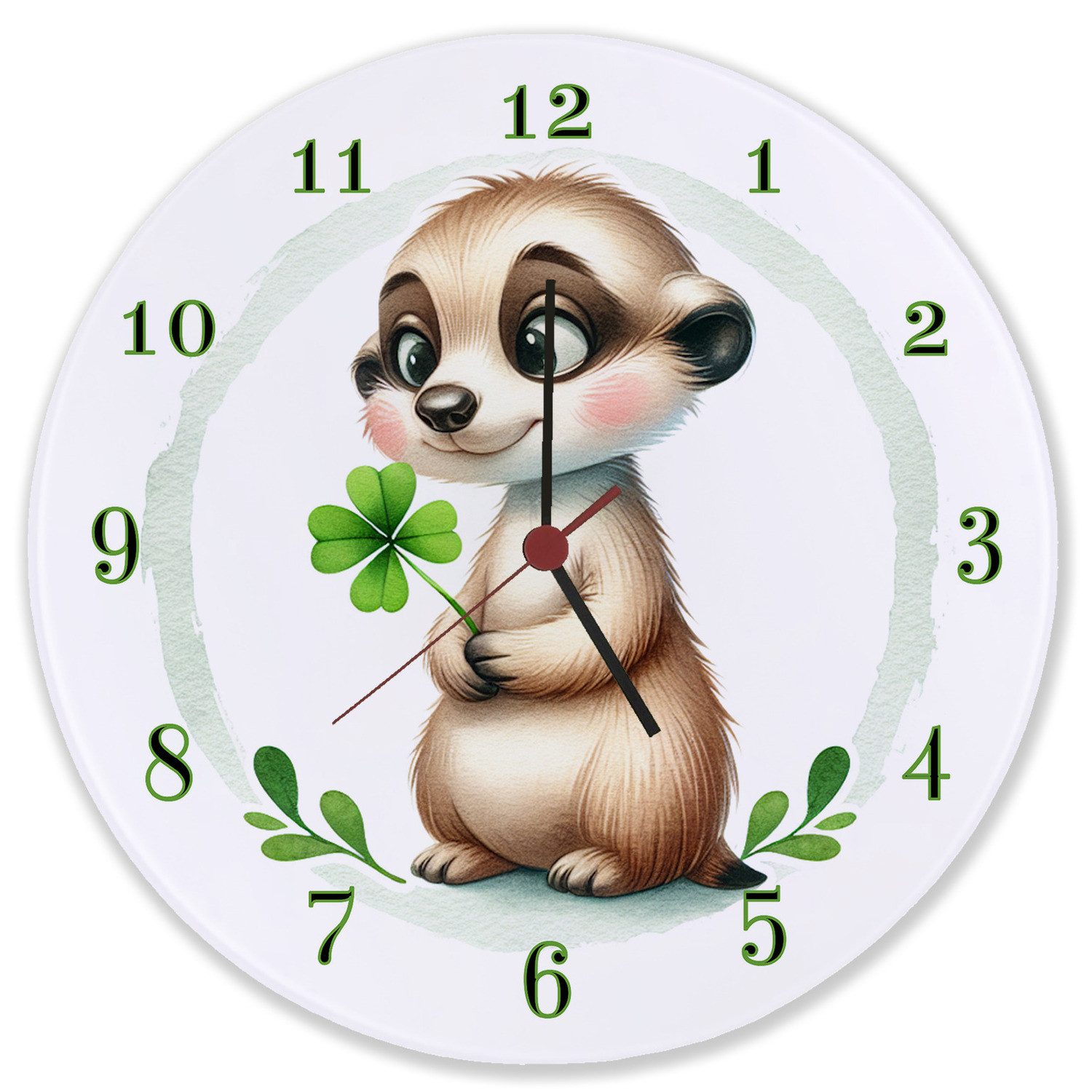 speecheese Wanduhr Erdmännchen mit Kleeblatt Wanduhr günstig online kaufen