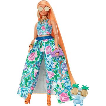 Mattel® Babypuppe Barbie Extra Fancy Puppe im blauen Kleid mit Blumenmuster