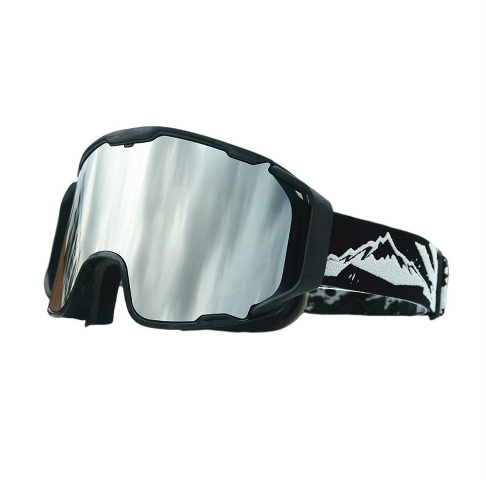 Rouemi Skibrille Erwachsene Skibrille,sportliche doppellagige Anti-Beschlag-Skibrille Schwarz