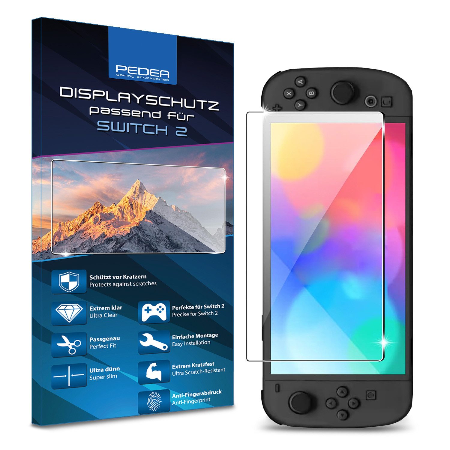 PEDEA Spielekonsolen-Tasche passend für die Nintendo Switch 2, Maßgeschneiderter Displayschuz aus gehärtetem Glas