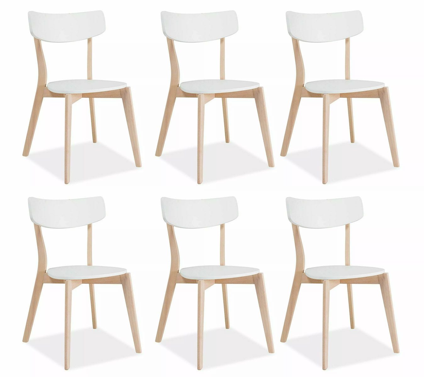 Feldmann-Wohnen Esszimmerstuhl Tibi (1 St), weiß / Eiche 6er Set