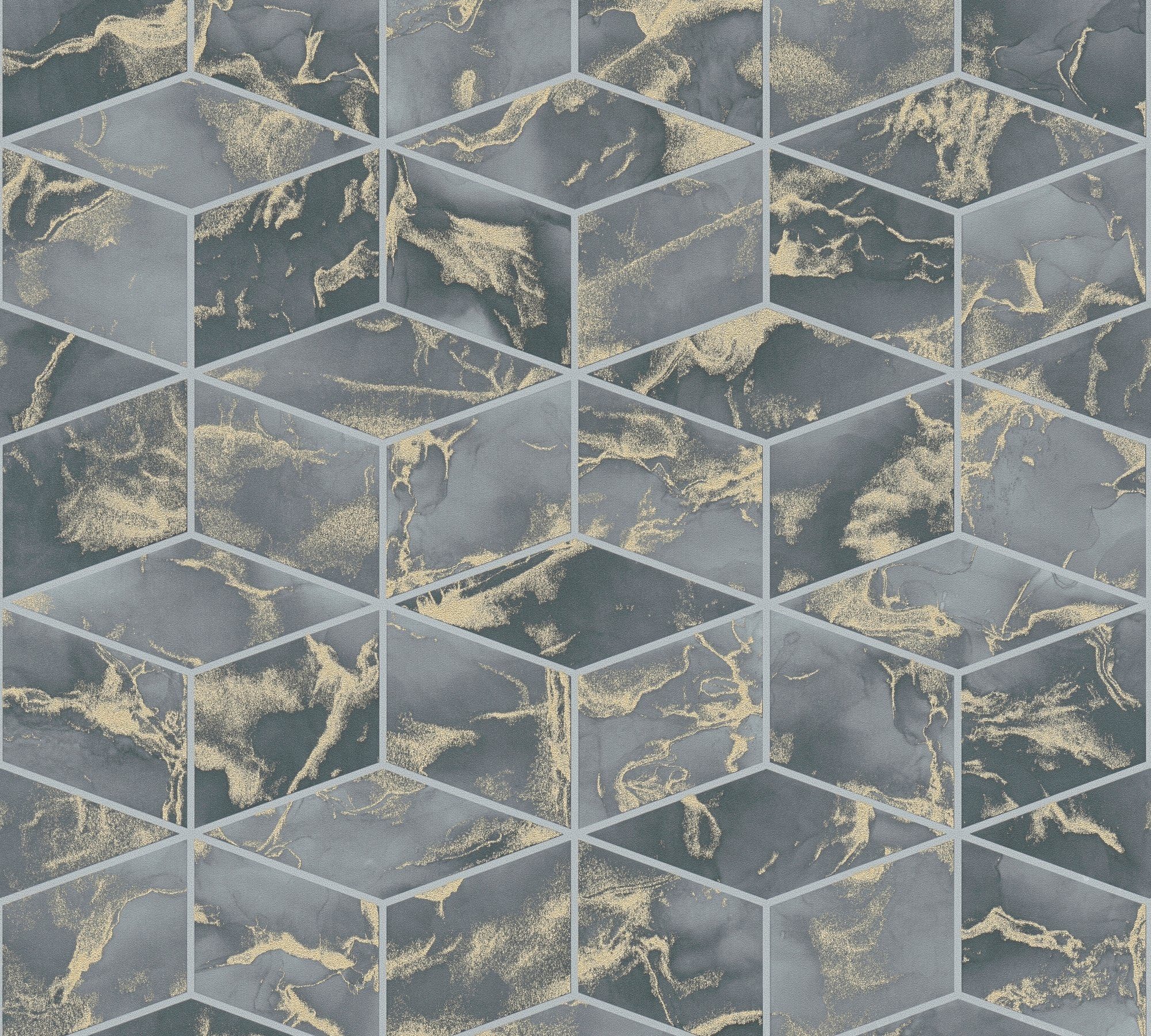 walls Tapete living geometrisch, Stories, A.S. Geometrisch St. 3D-Optik, Petersburg, Metropolitan Vliestapete Alena Création blau/goldfarben/schwarz
