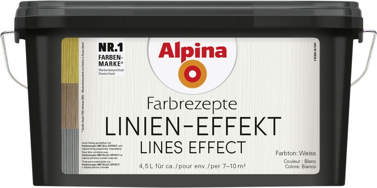 Alpina Strukturpaste Alpina Farbrezepte Linien Effekt 4,5 L weiß