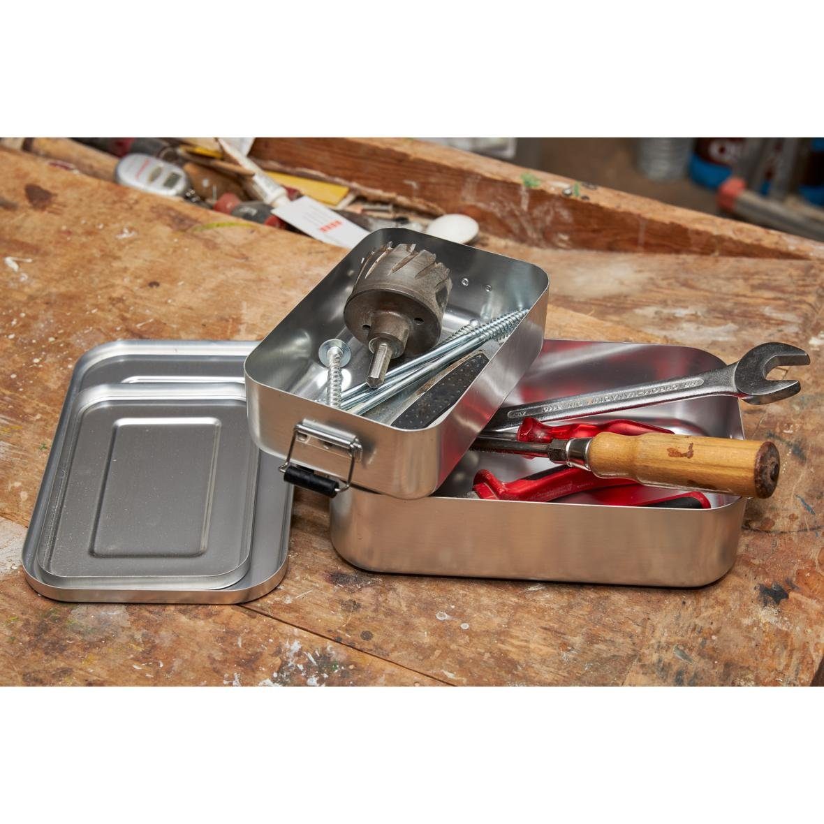 elasto Aufbewahrungsbox Aluminium (1x Lunchbox Aluminium), Brotbox mit Deckel für Kinder – Bild 5 von 5