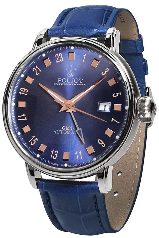 Poljot International Automatikuhr Automatik Jaros GMT Blau