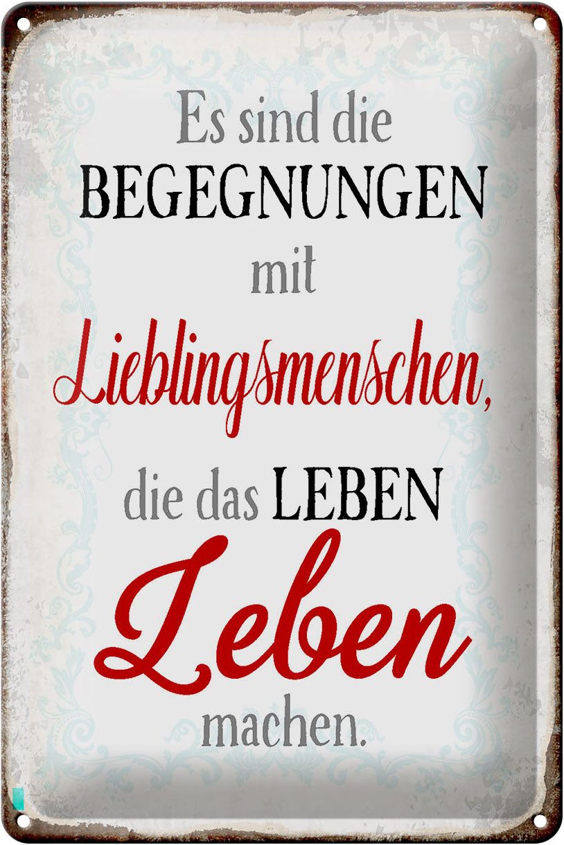 Metallschild Schild Blech 20x30cm - Made in Germany - Spruch Begegnungen Lieblingsm