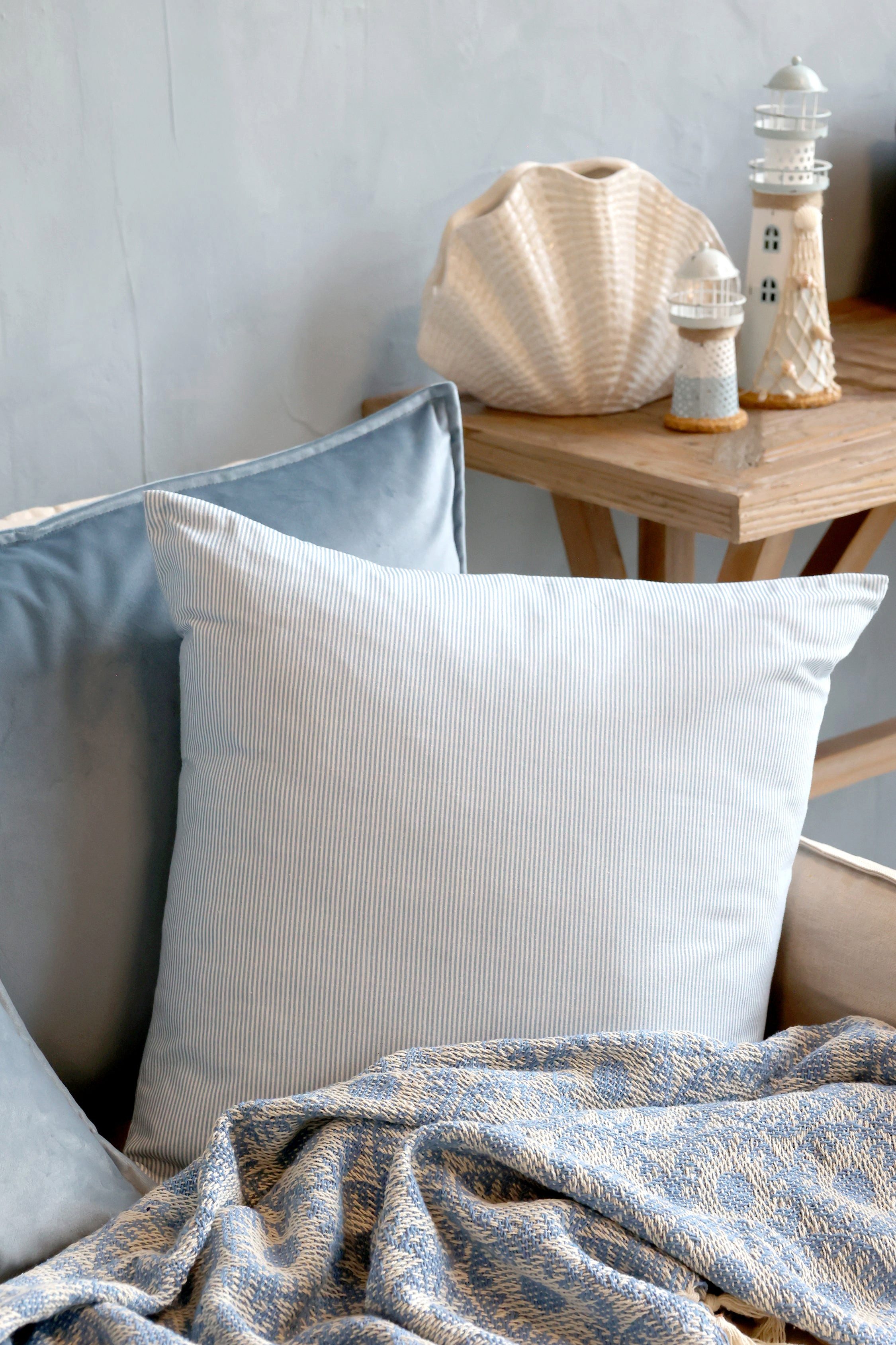 Chic Antique Kissenbezug Chic Antique Aix Kissenbezug Maritimes Streifenmuster Sky Blue
