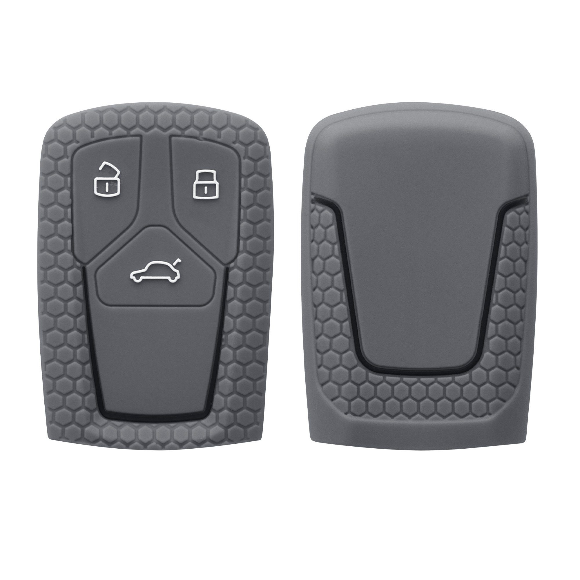 kwmobile Schlüsseltasche Autoschlüssel Silikon Hülle für Audi, Schlüsselhülle Schlüssel Case Cover Grau