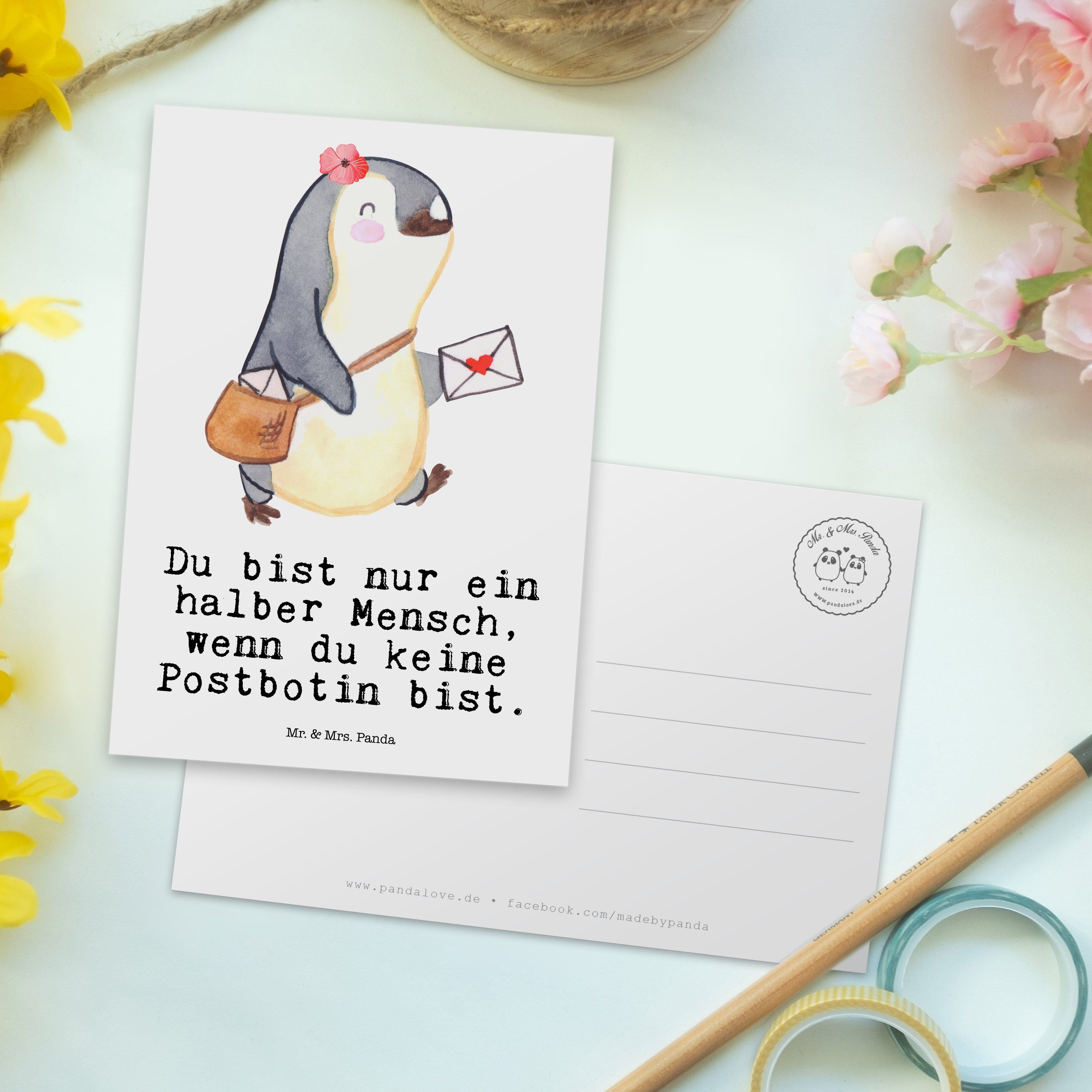 Geschenk, - & Postbotin Herz Mrs. Weiß Postlerin, - Panda Geschenkkarte, mit Mr. Postkarte Brief