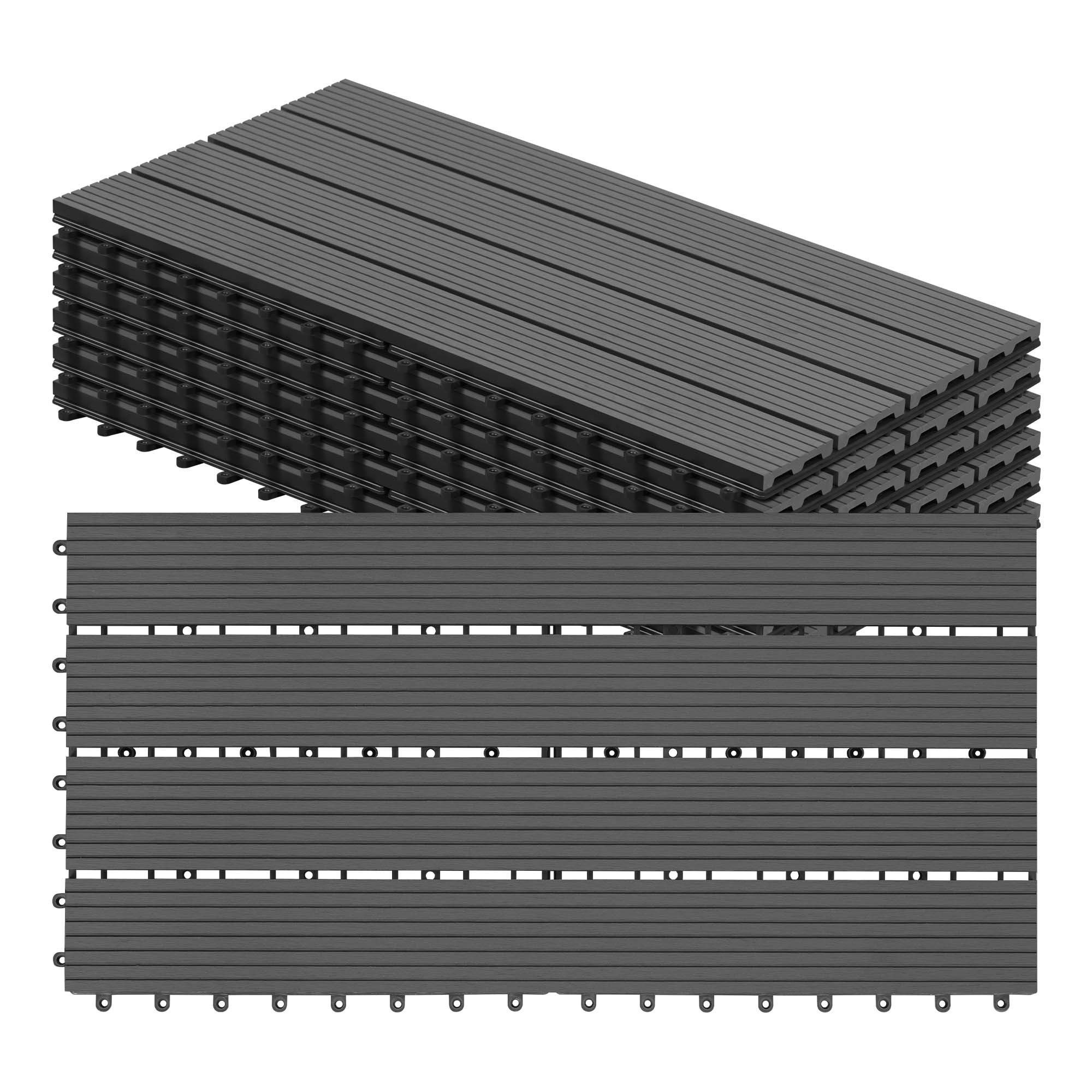 Woltu WPC-Fliesen, 6 St., Terrassendielen Holz-Optik 30x60cm mit klicksystem