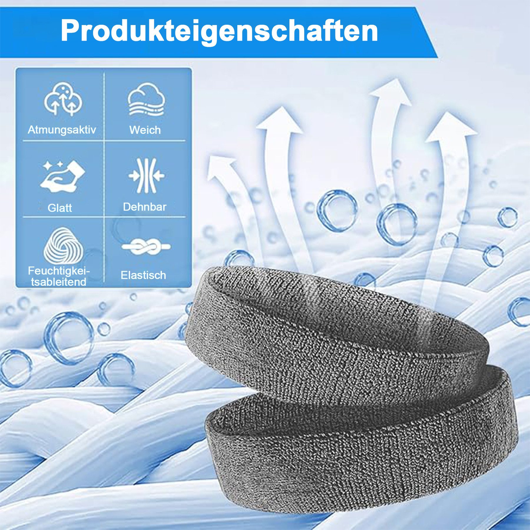 Mutig Schweißband 3 Stück Stirnband Herren Damen Stirnband Sport Schweißband, Kopfband Sport für Laufen Fahrrad Joggen Tennis Fußball