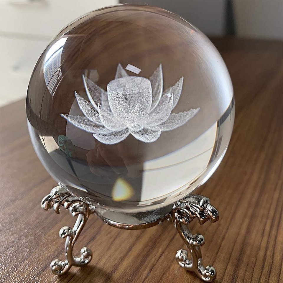 3D-Lotus-Kristallkugel dekorative Ständer mit Heimdekoration Dekoobjekt Zimtky Glaskugel