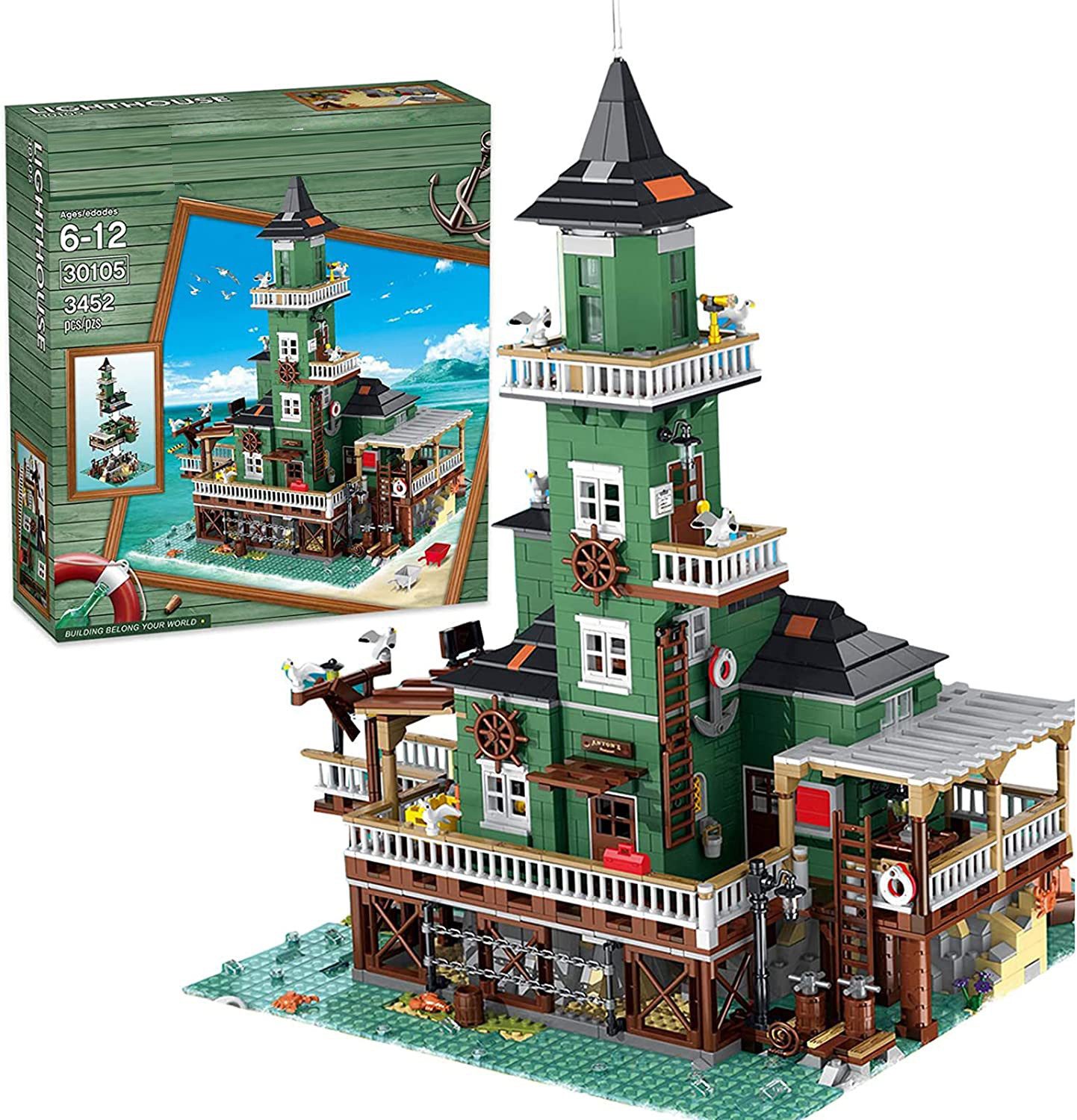 Urge 30105 Architektur Leuchtturm MOC Klemmbausteine 3452 Teile OVP Konstruktionsspielsteine, (Set, 3452 St)