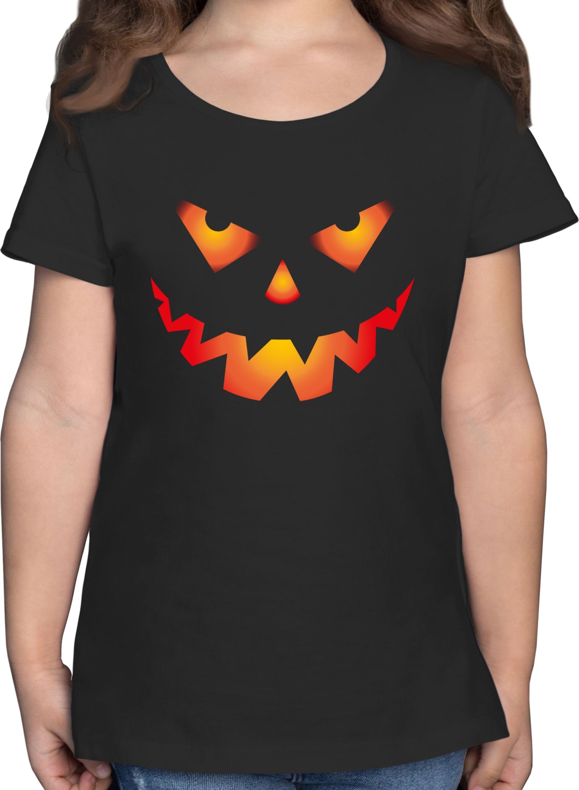 Kürbisgesicht Gruseliger Gruselig Halloween Shirtracer 01 Kinder Kürbis Böse Schwarz T-Shirt für Gesicht Halloween Kostüme