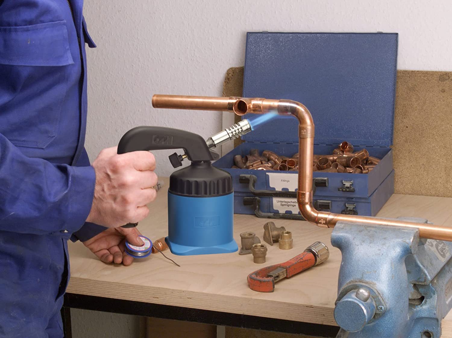CFH Lötlampe, max. 650 °C, Gas, Set, Flamme