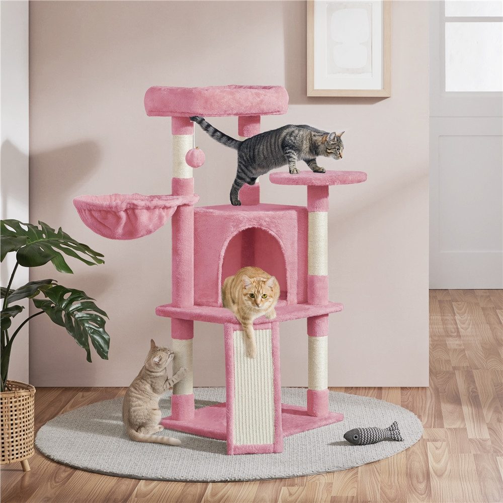 Yaheetech Kratzbaum 106 cm (H) Katzenkratzbaum, Kletterbaum Katzenbaum mit Katzenhöhle & Sisalstämme & Kratzbrett
