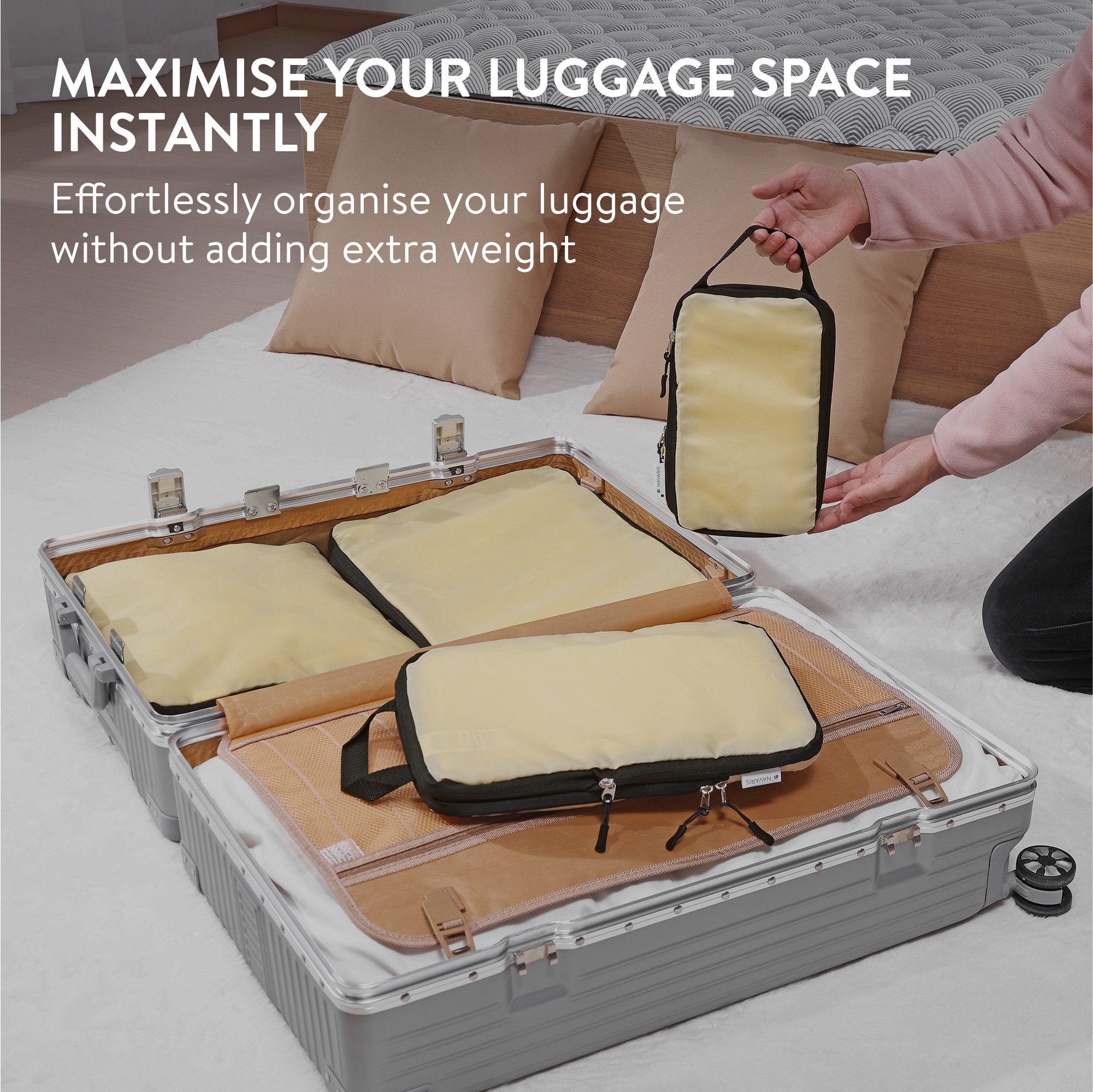 Navaris Kofferorganizer Koffer Organizer - Packtaschen für Rucksack in Beig günstig online kaufen