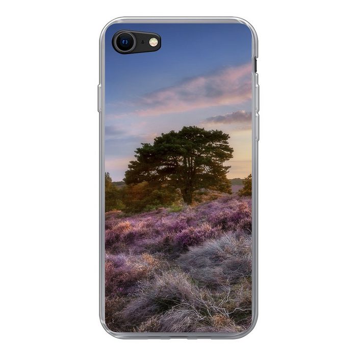 MuchoWow Handyhülle Heide bei Sonnenuntergang Handyhülle Apple iPhone SE (2020) Smartphone-Bumper Print Handy
