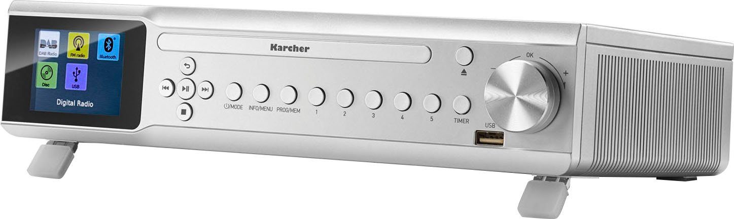 Karcher RA 2060D Digitalradio (DAB) (Digitalradio (DAB), UKW mit RDS, 6 W, Küchenradio mit DAB+, Unterbau, CD Player, Bluetooth, Farbdisplay)