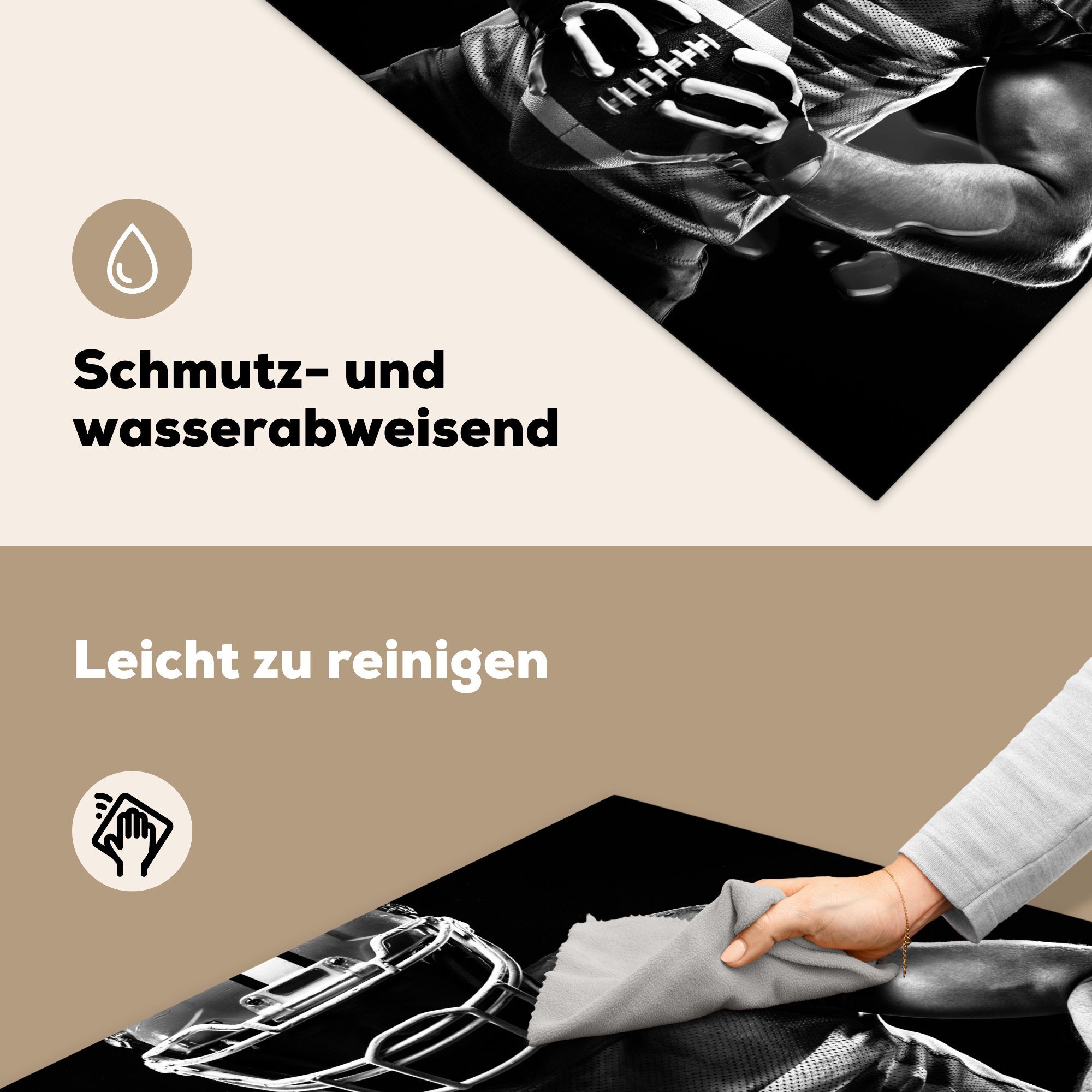 Ball Ceranfeldabdeckung, NFL, cm, - küche Arbeitsplatte Vinyl, Rugby 78x78 (1 MuchoWow tlg), - für Herdblende-/Abdeckplatte