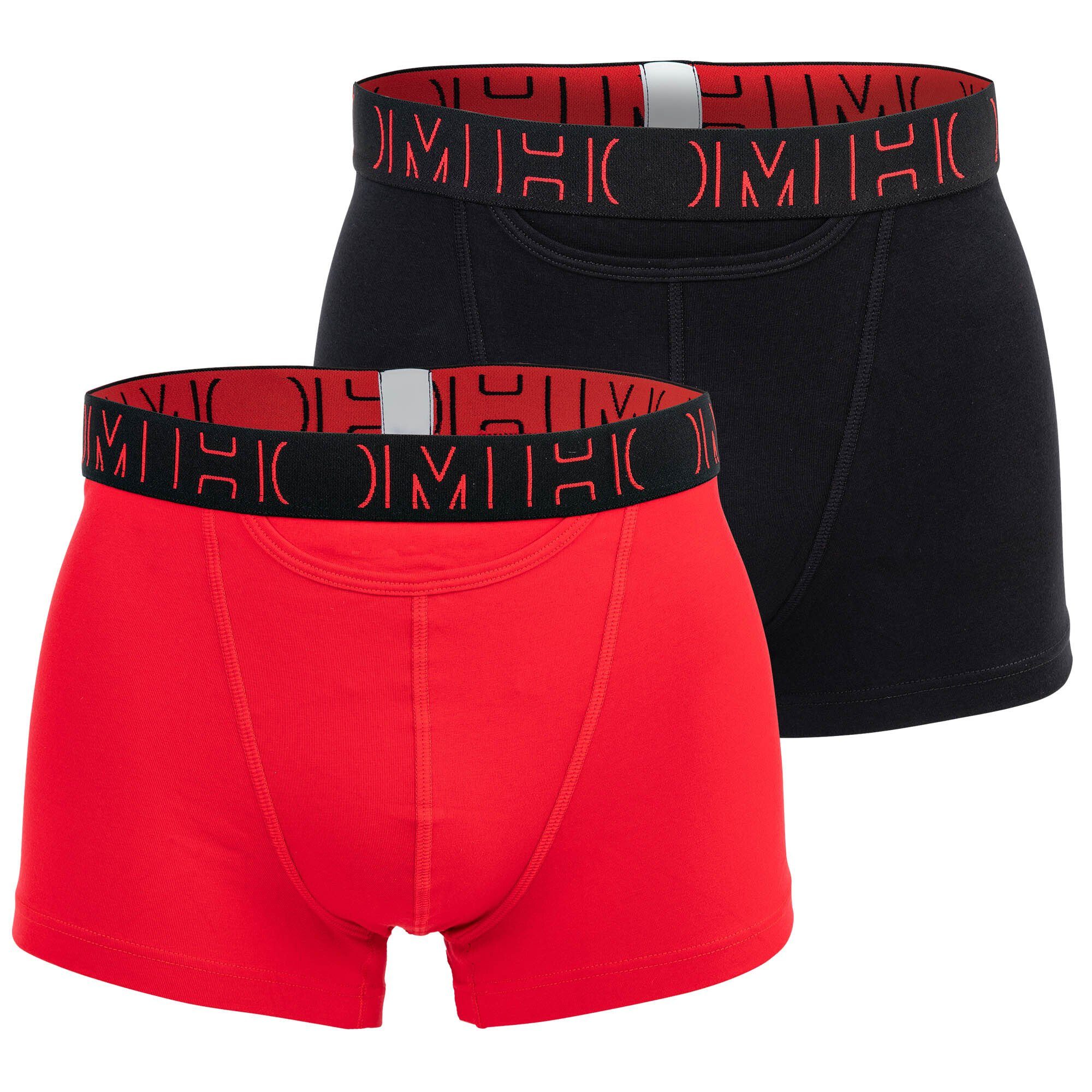 Hom Boxer Herren Boxer Shorts, 2er Pack - HOM Boxerlines #2 Schwarz/Rot