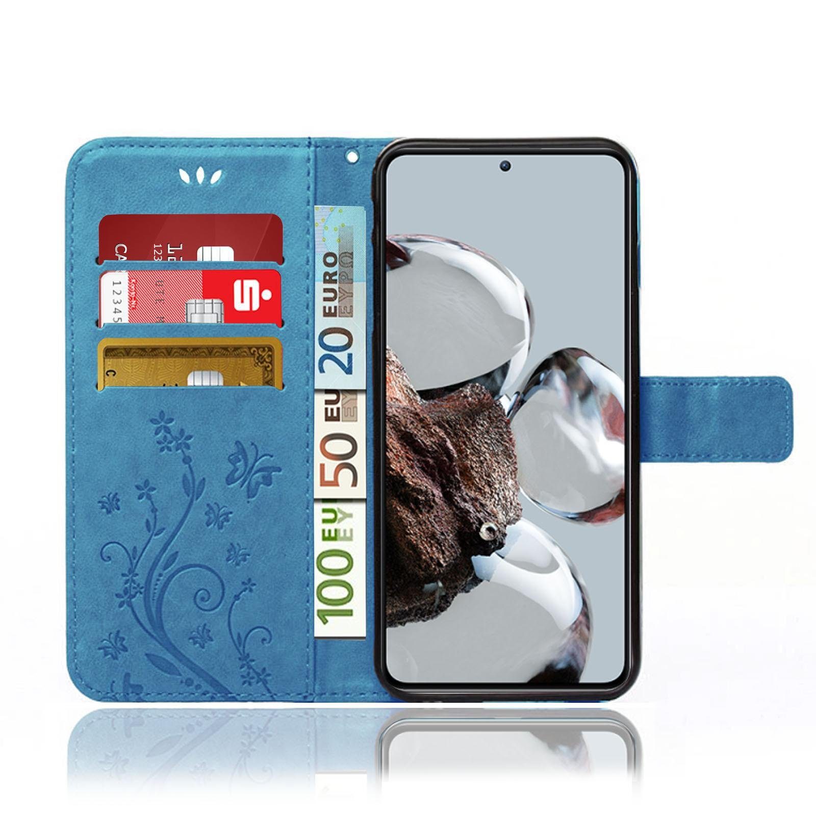 Numerva Handyhülle Bookstyle Flower für Xiaomi 12T / 12T Pro, Handy Tasche Schutzhülle Klapphülle Flip Cover mit Blumenmuster