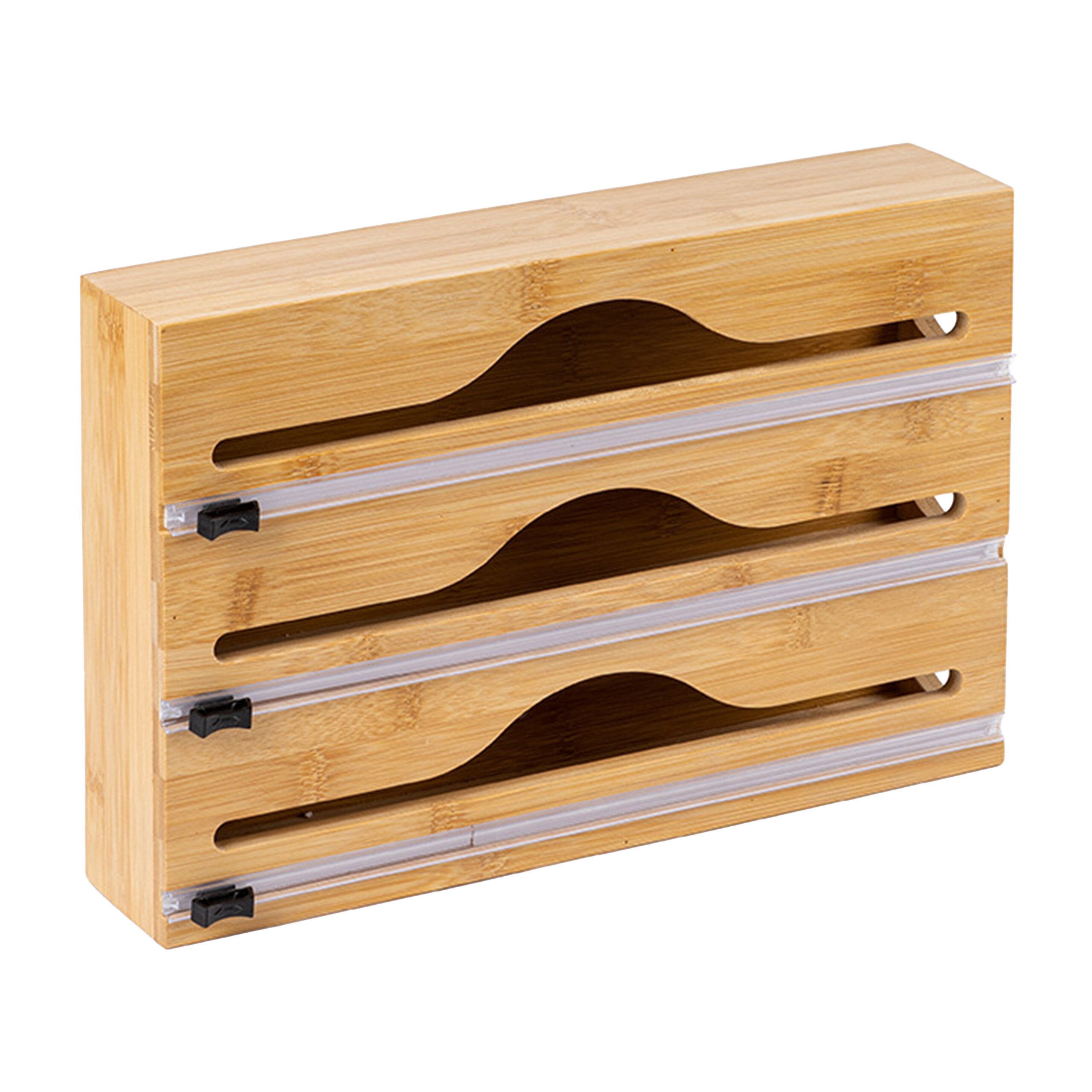 relaxdays Folienspender aus Bambus, 3