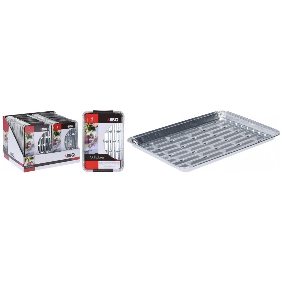 Grillplatte 4 x Grillschweine BBQ Grillplatte Aluminium Grillzubehör 4 Stück 24x16cm
