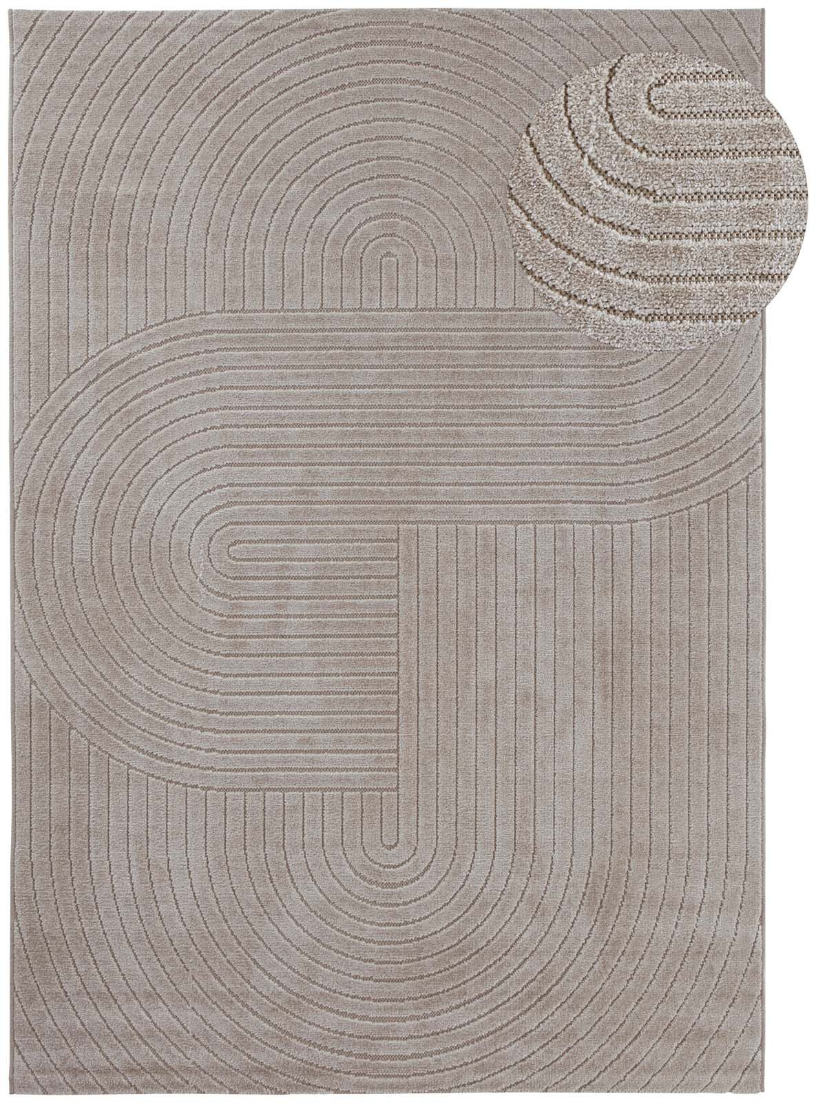 TaraCarpet Teppich TaraCarpet Zen Modern fürs Wohnzimmer Schlafzimmer und Outdoorteppich, rechteckig, Höhe: 5 mm, In&Outdoor Teppich hoch-tief 3D beige Wohnzimmer Schlafzimmer 80x150