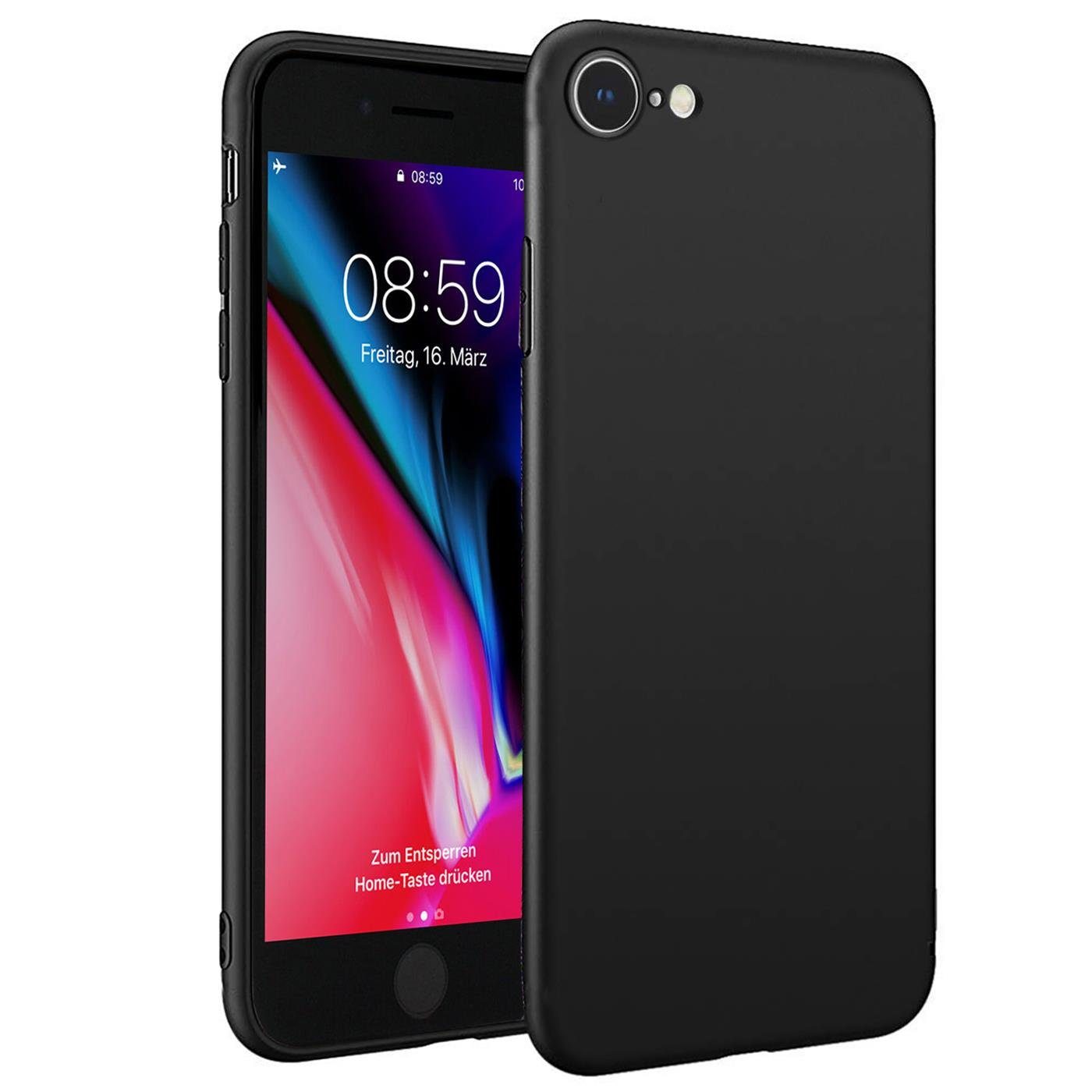 CoolGadget Handyhülle Handy Schutzhülle für Apple iPhone 7 / 8 / SE 2 / SE 3 matt schwarz 4,7 Zoll, Silikon TPU Hülle Schutz Tasche Cover schlicht Slim Case