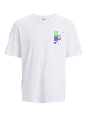 Jack & Jones T-Shirt Print T-Shirt Relaxed Fit Kurzarm Grafik Design JCODIGITALIZED 5530 in Weiß