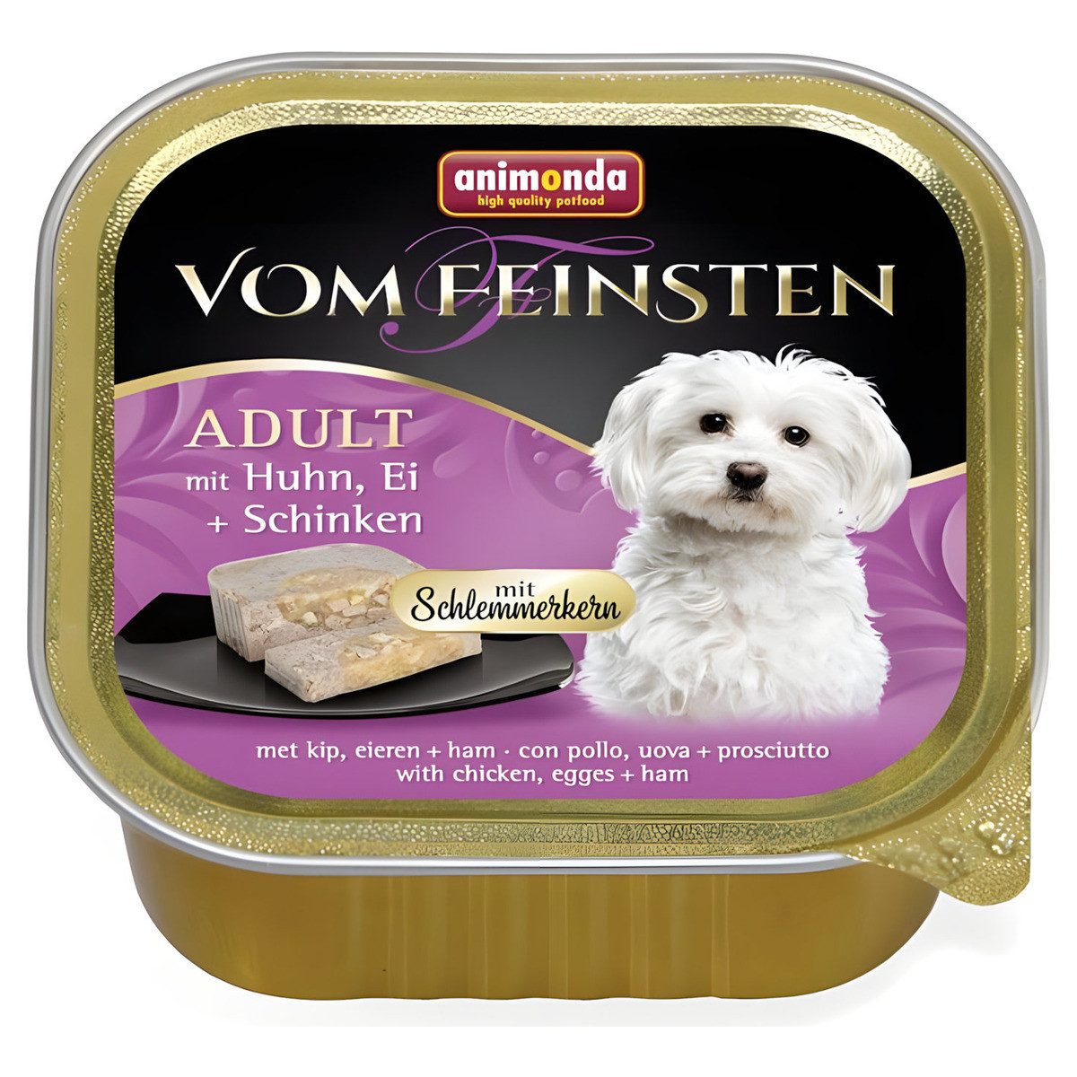 Animonda vom Feinsten Schlemmerkern mit Huhn, Ei & Schinken 150 g - 22 Stück, Nassfutter für: Hund