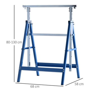 HOMCOM Sägebock Gestell, 200 kg max. Belastbarkeit, (Set, 2-St., Gerüstbock), Unterstellbock Klappbock bis 200kg Stahl Blau