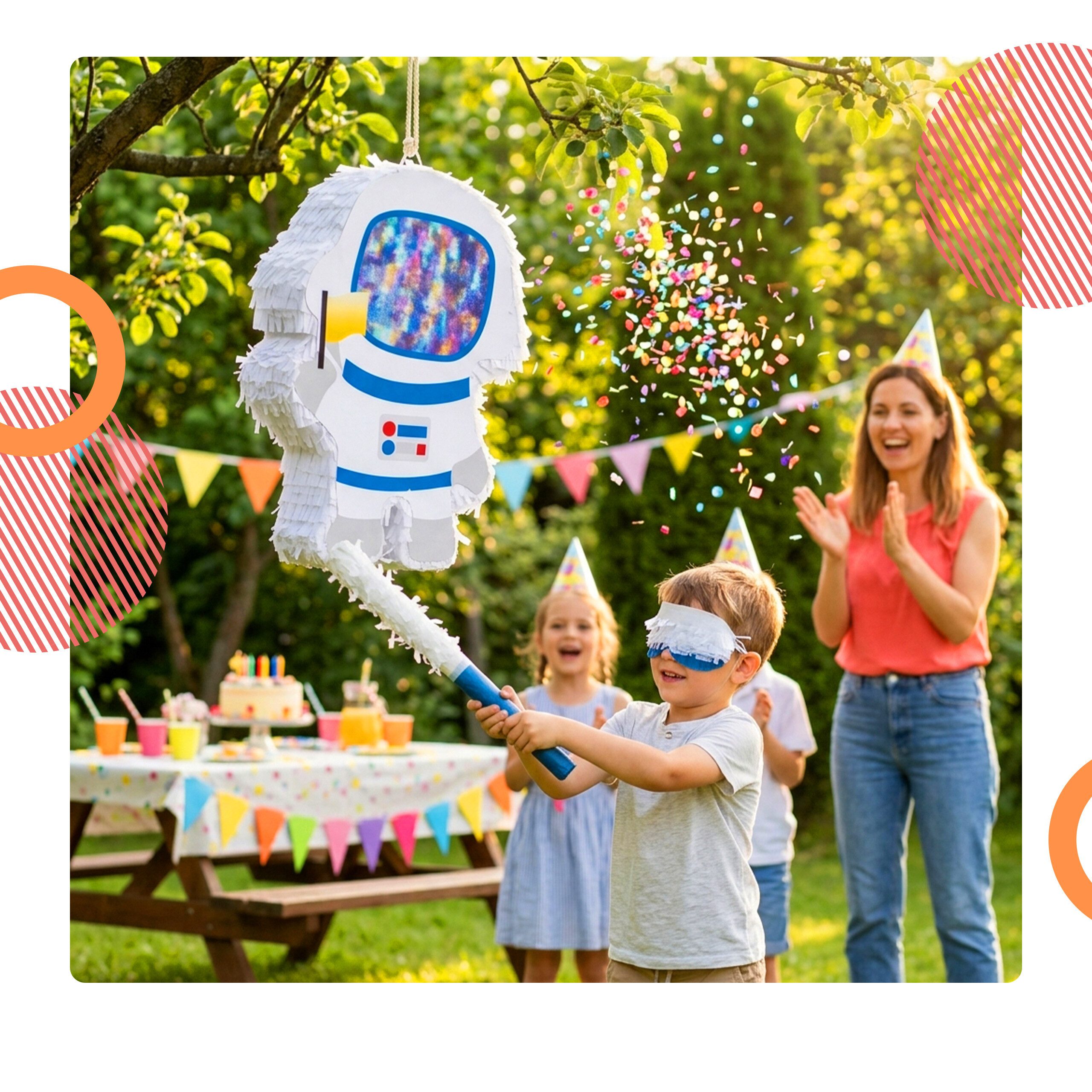 relaxdays Pinata Set Astronaut mit Stab und Maske, Astronaut – Bild 3 von 5